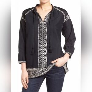 Madewell Camelia Embroidered Cotton Top black size small